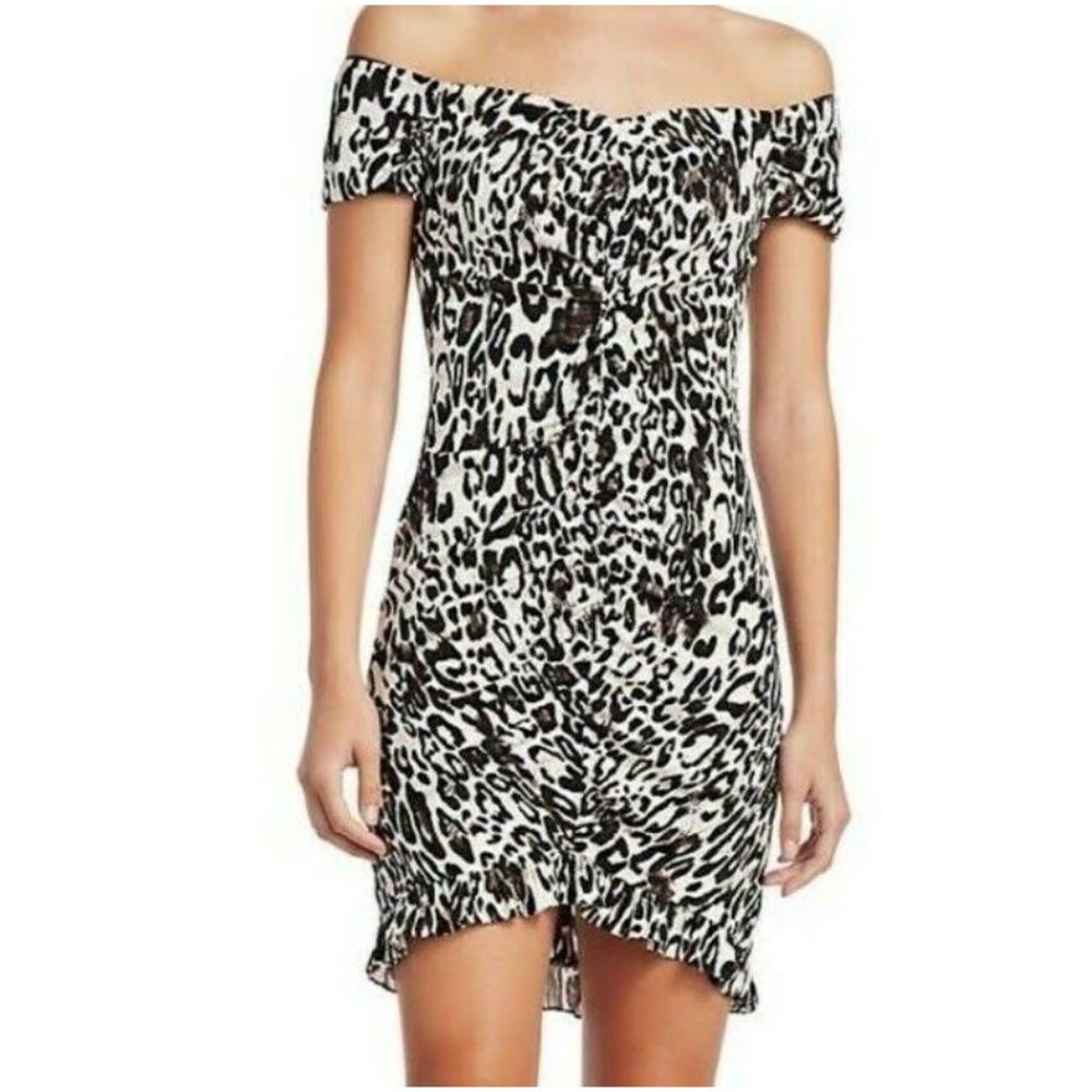 MILLY ELLA RUCHED MINI DRESS IN LEOPARD